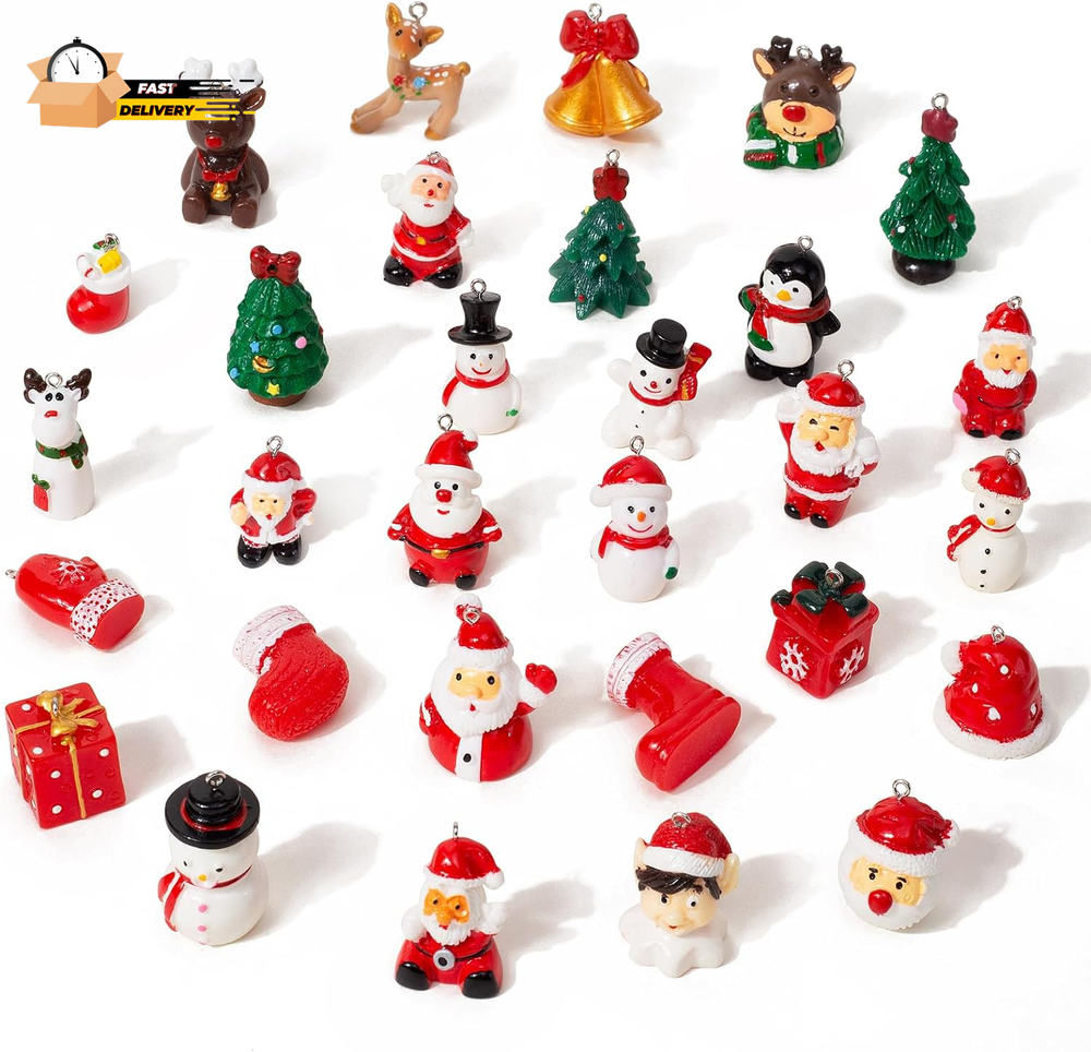 Mini Christmas Ornaments,?30 Pieces? 3D Christmas Ornaments Set for Small Tree,