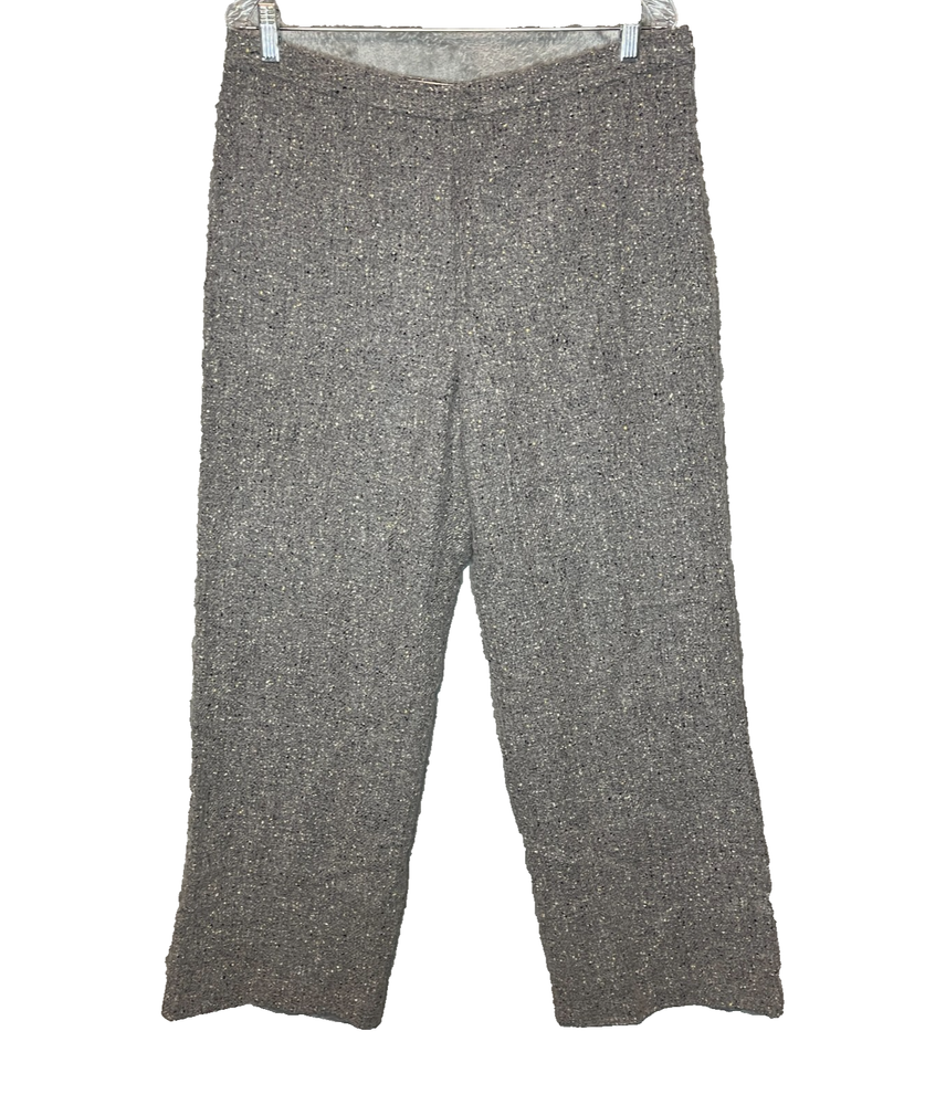 Women Classic Speckled Tweed Flat Front Extra Wide Leg Dress Pant 14 Office