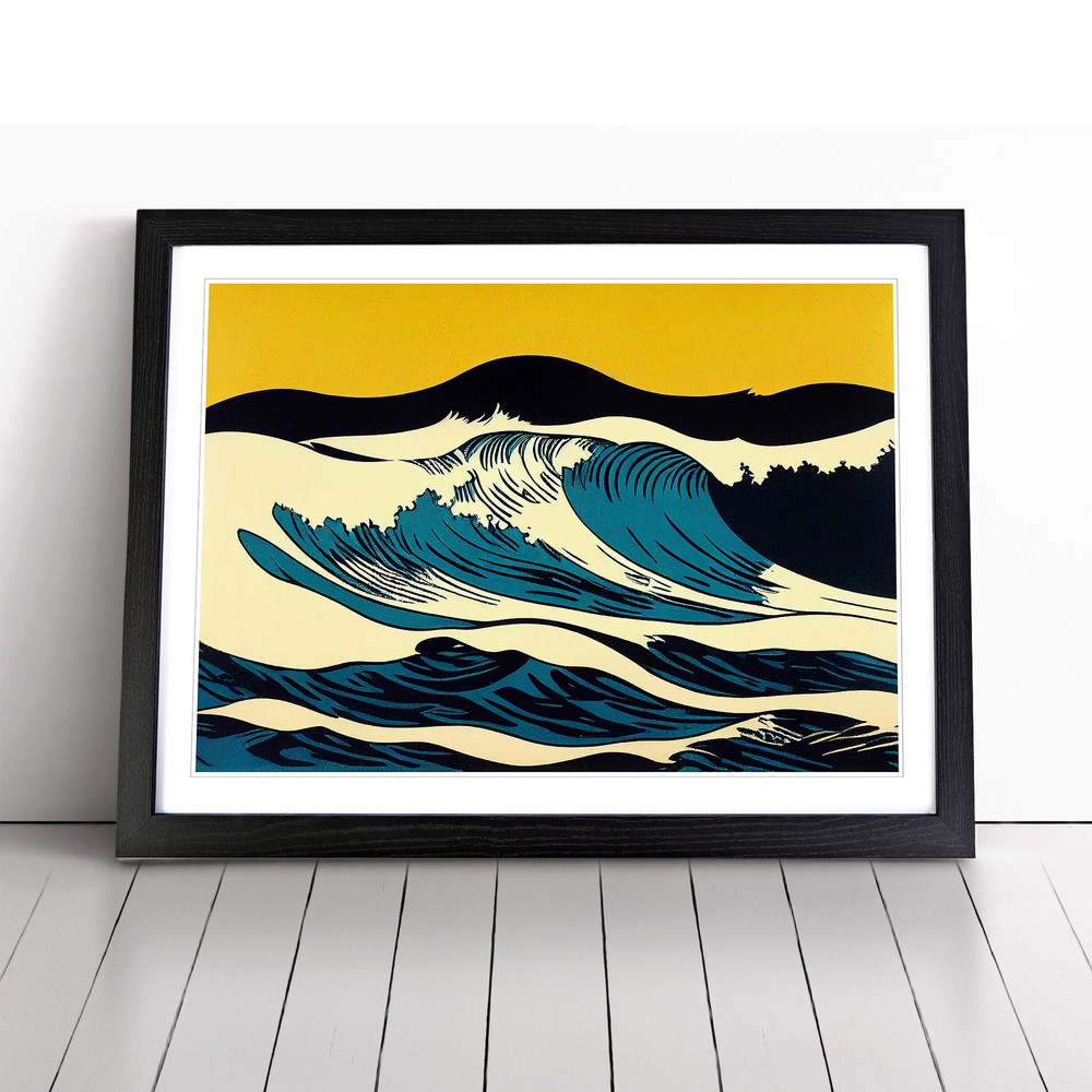 Ocean Wave Pop Art Abstract Wall Art Print Framed Canvas Picture Poster Decor