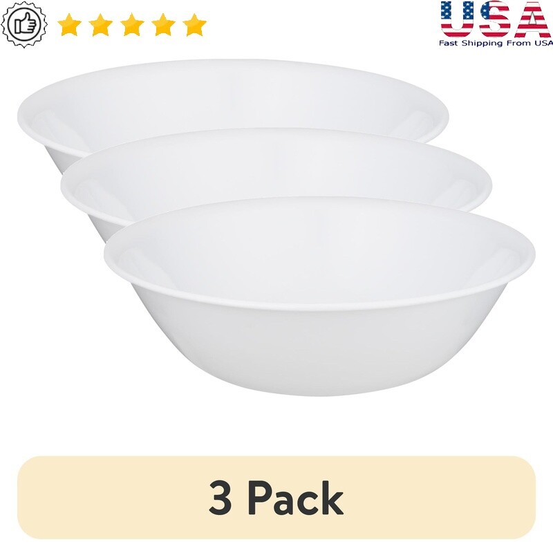 3-Pack 2Qt Glass Serving Bowls Dishwasher & Microwave Safe Easy Clean