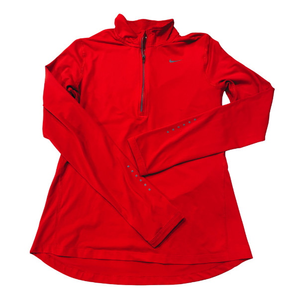 Nike Dri Fit Element Running 1/2 Zip Pullover Neon Red Women’s Size S Shirt Top