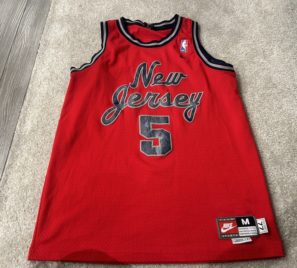 New Jersey Nets Nike Jersey Jason Kidd MEDIUM Throwback Red Mens