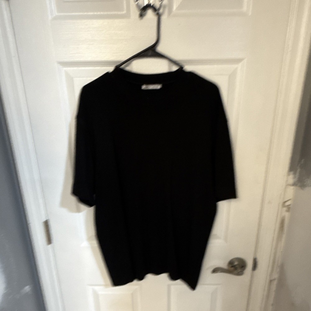ZARA Men's Black Solid Crew Neck Regular Fit Short Sleeve T-Shirt Size L