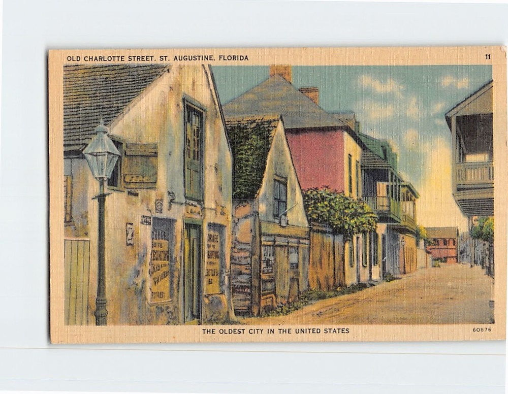 Postcard Old Charlotte Street St. Augustine Florida USA