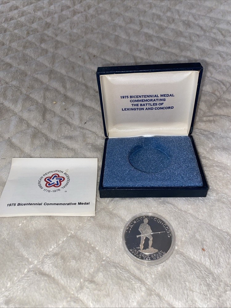 1975 Bicentennial Silver Commemorative Medal Lexington & Concord ~ Paul Revere
