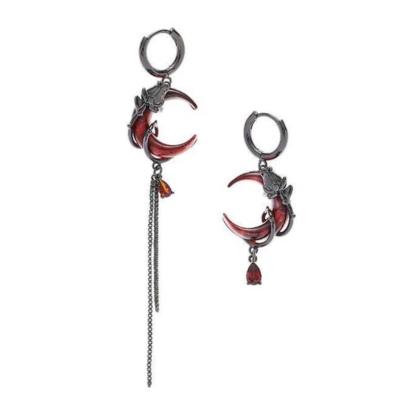 1 Pair Asymmetrical Moon Earrings Stylish Party Pendant Ear Jewelry