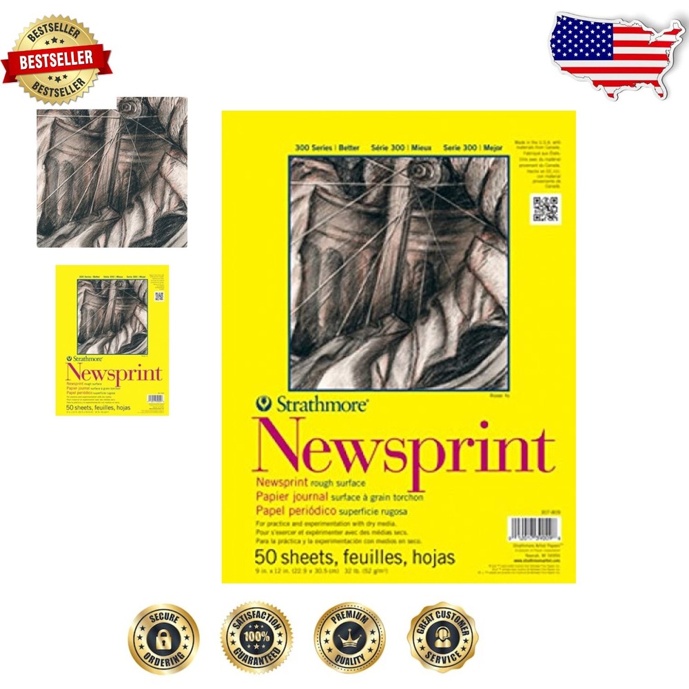 Artistic 300 Series Newsprint Pad 24x36 - Tape Bound, 50 Sheets for Sketching