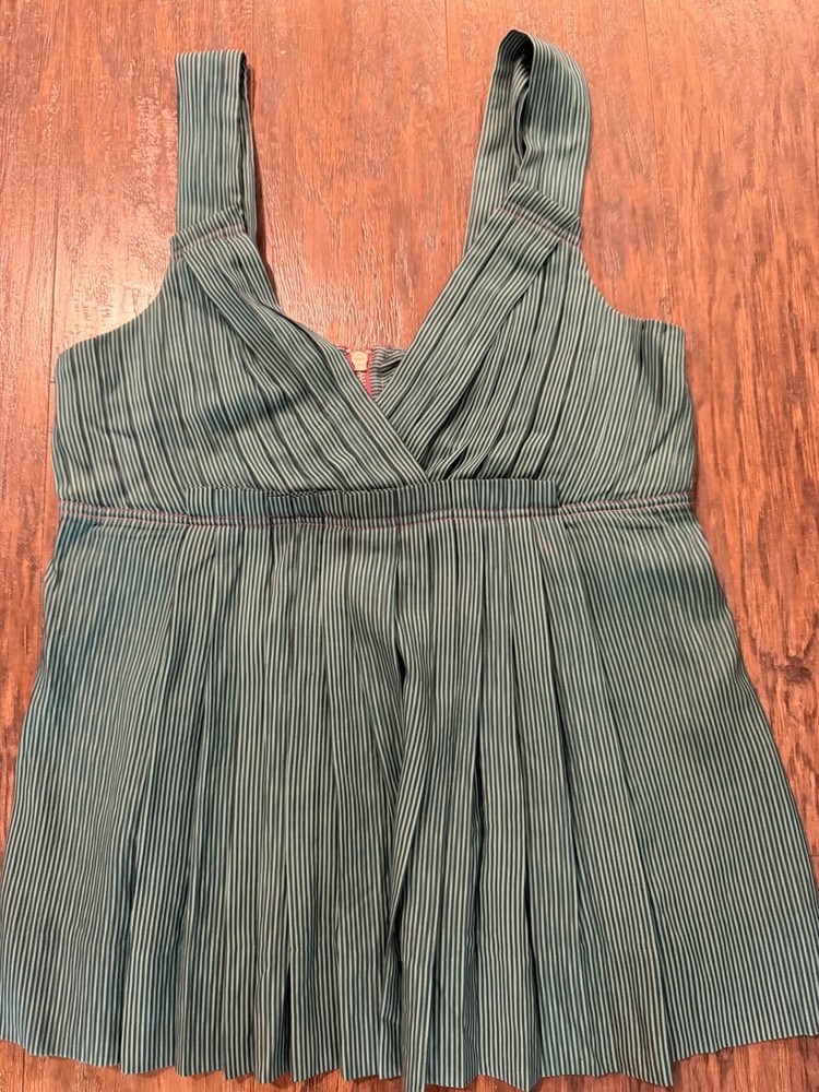 Marc By Marc Jacob Women Blouse MEDIUM 26x16 Green Blue Striped