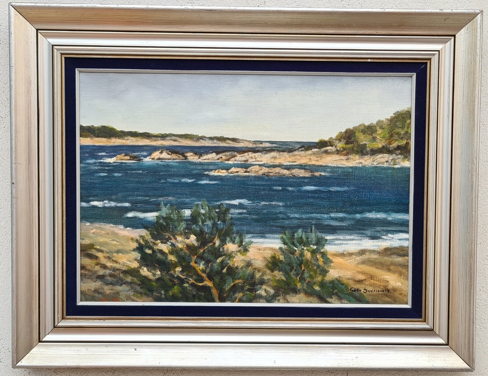 Oil painting by *Göte Svensson* artwork with frame oil painting seafaring sea