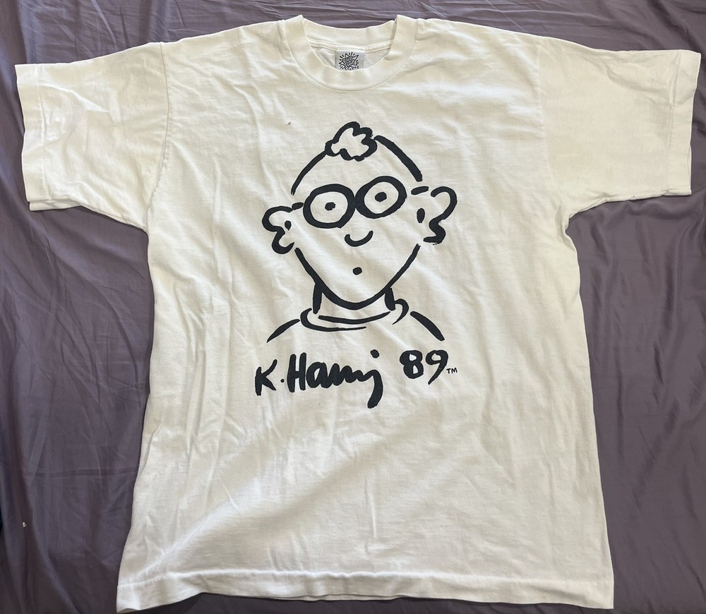Vintage 80s Keith Haring Self Portrait Pop Shop Art Tee T Shirt Single Stitch M