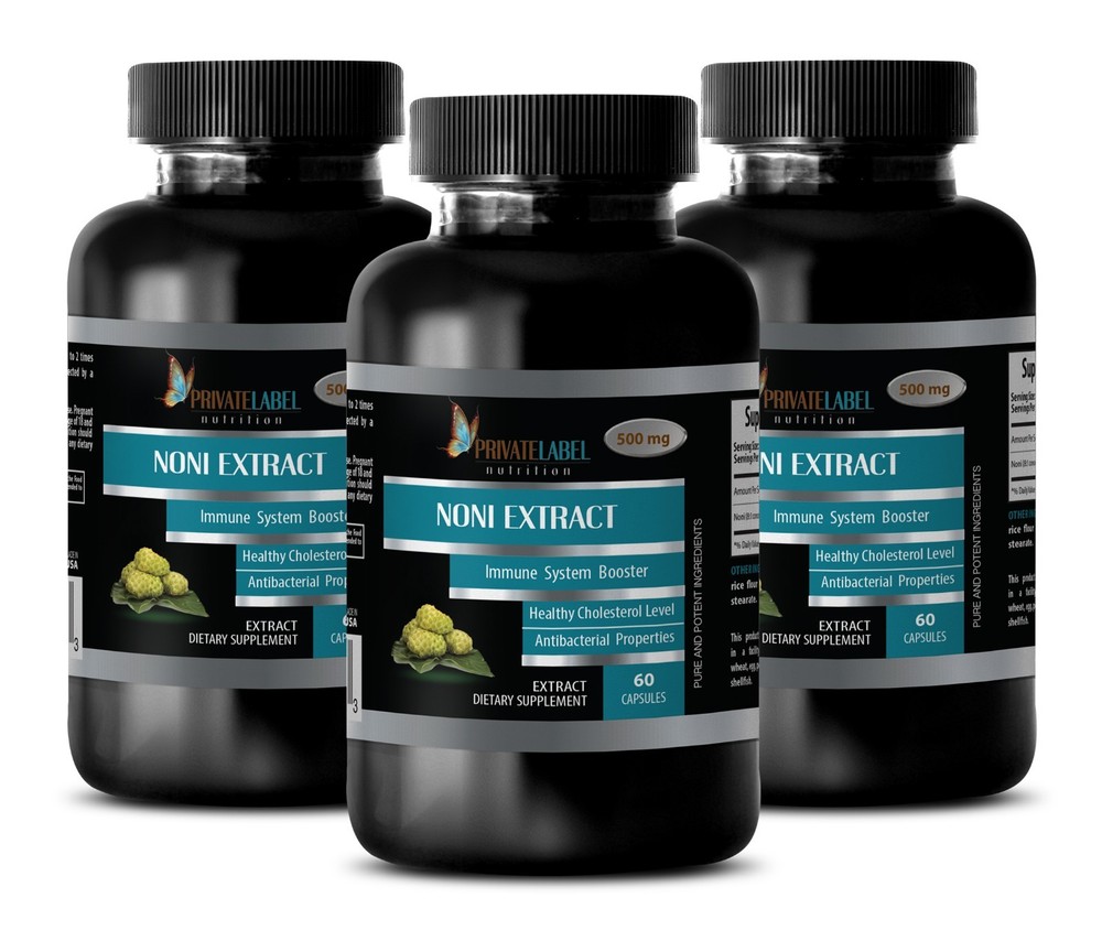 Morinda Citrifolia Tree - NONI EXTRACT 500mg - Antispasmodic Effect - 3 Bottles