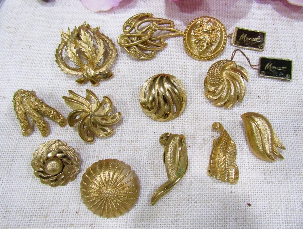 Lot of Vintage Monet Gold-Plated SINGLE Earrings Mid-Century 1950's 1960's