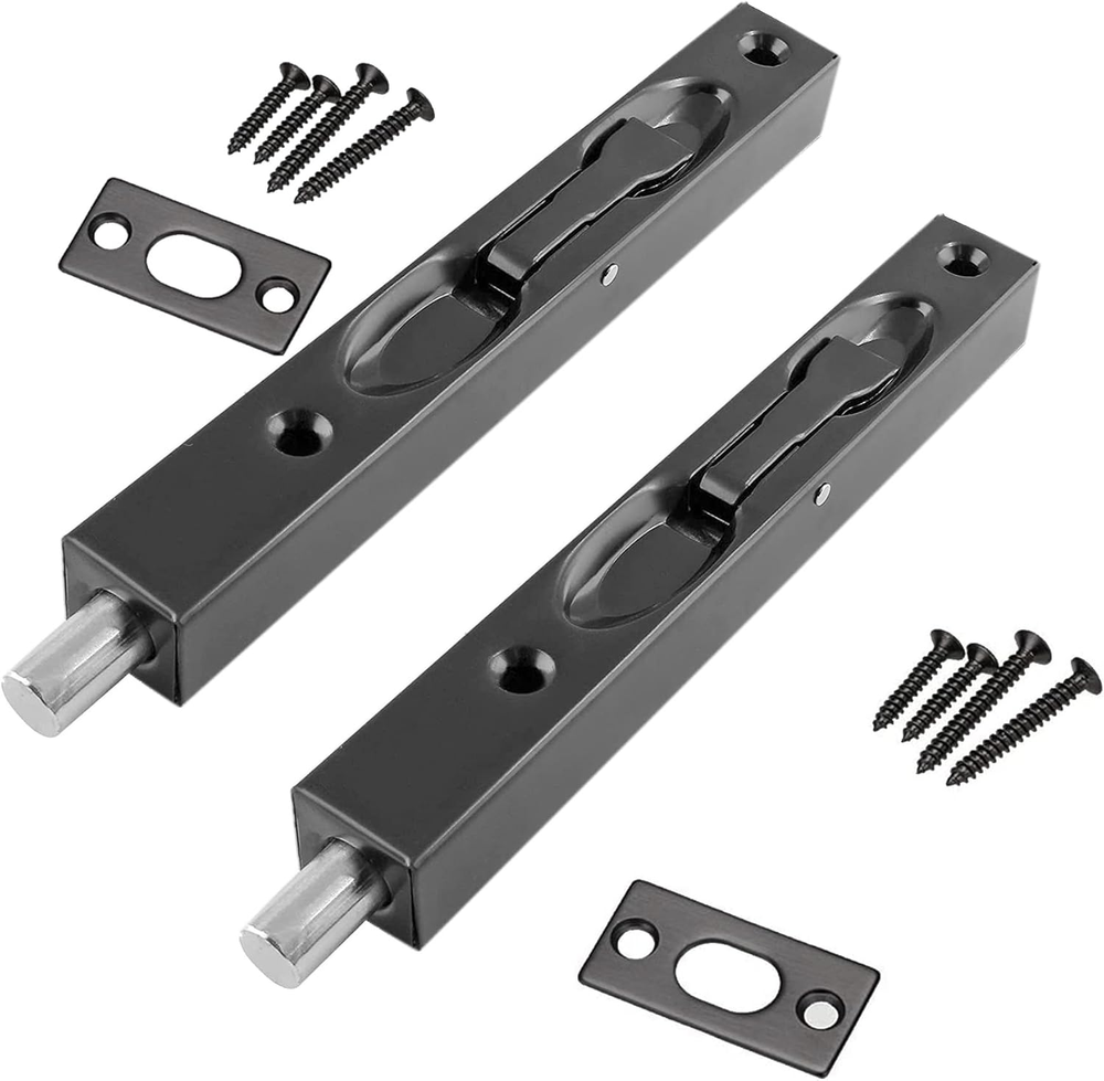 (2-Pack 304 Stainless Steel 6“(15Cm) Security Door Bolt Latch, Double Door Lever