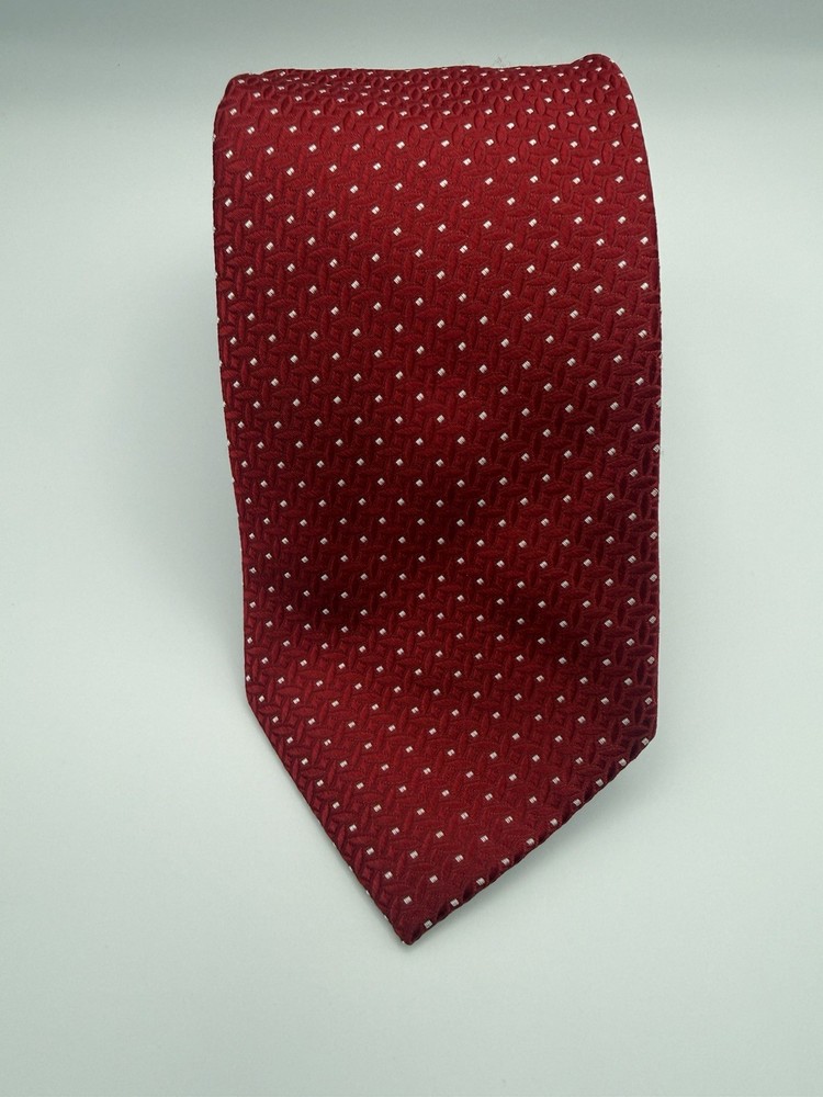 Tommy Hilfiger Men’s Tie Red White Blue Necktie 100% Silk Tie (T381)