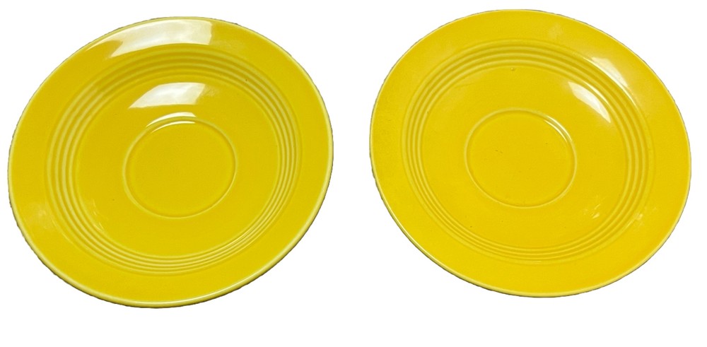 Vintage Homer Laughlin Yellow Harlequin Fiestaware Coffee Saucer Plate Set  