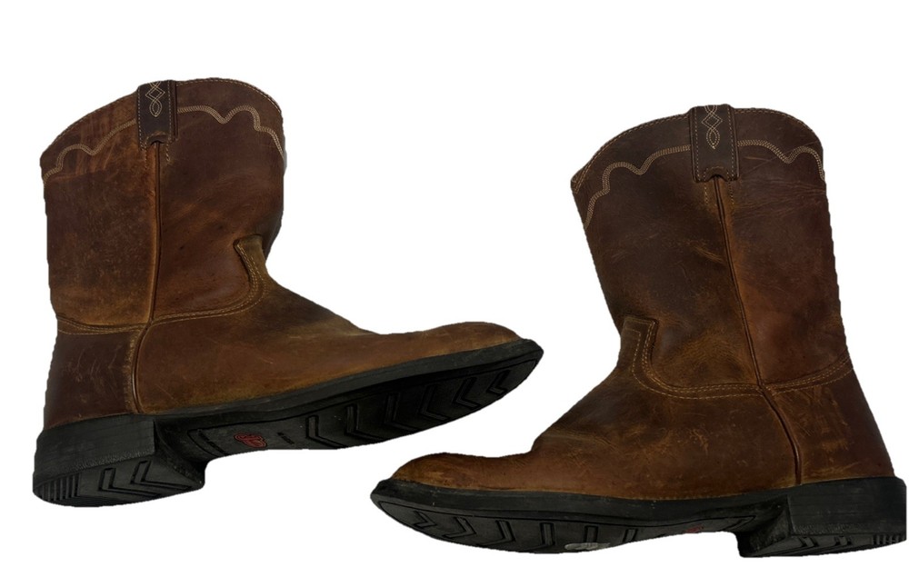 Justin Jeb Men's 10D Tan Apache Cowhide Roper Toe Boots #3902
