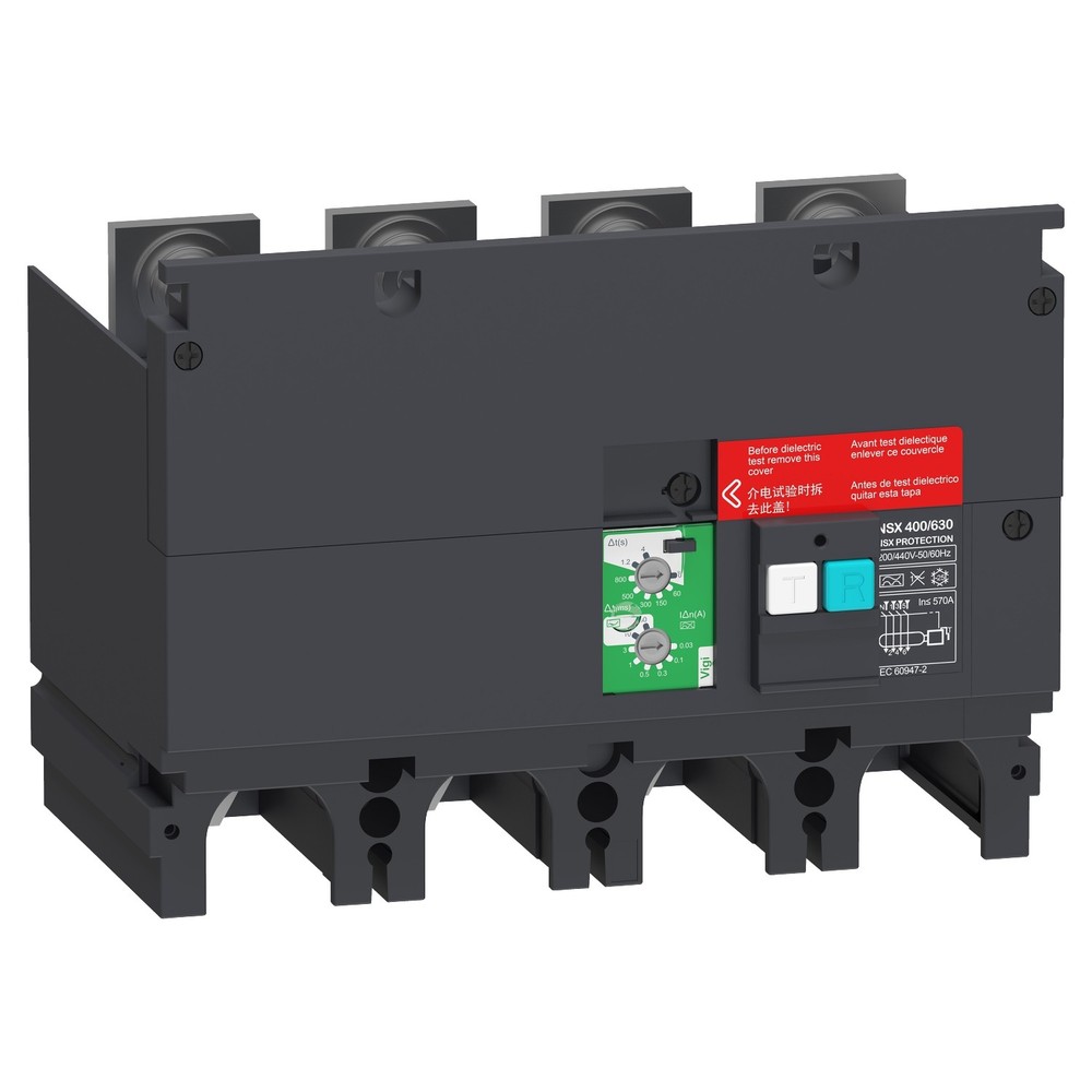 Schneider LV432465 ComPacT NSX 400/630, 200VAC to 440VAC, 30mA to 30A, 4 poles