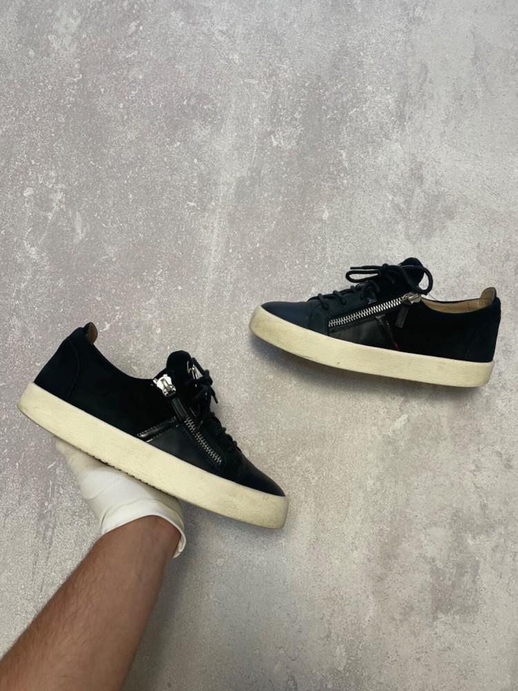 Giuseppe Zanotti Black Suede Leather Low Sneakers Y2K Men's 40 US 7