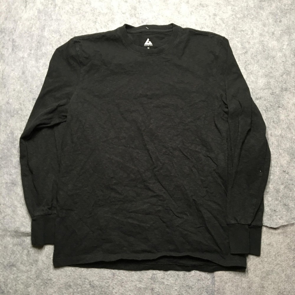 American Giant Premium Shirt Mens Medium M Black Long Sleeve Crewneck Made USA