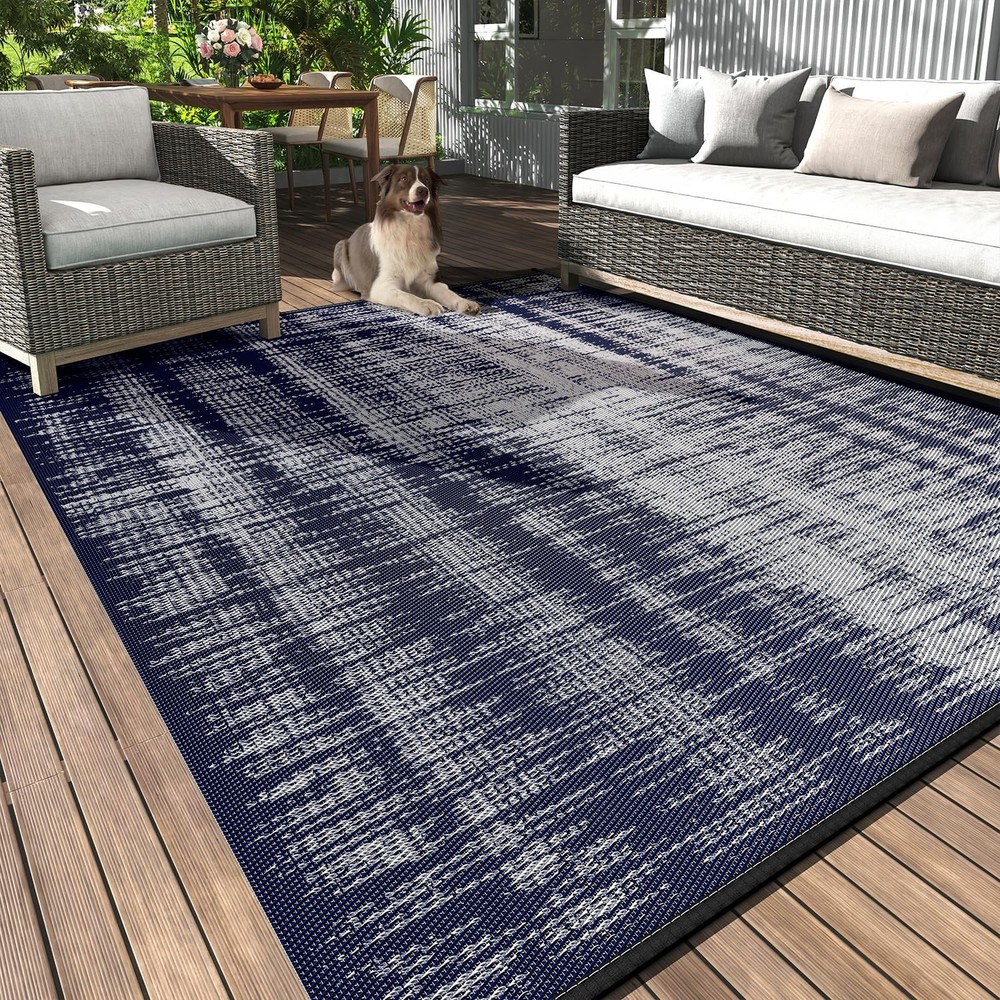 Outdoor Rug Waterproof 5x8 ft Outdoor Patio Rug Mat Reversible Plastic Straw ...