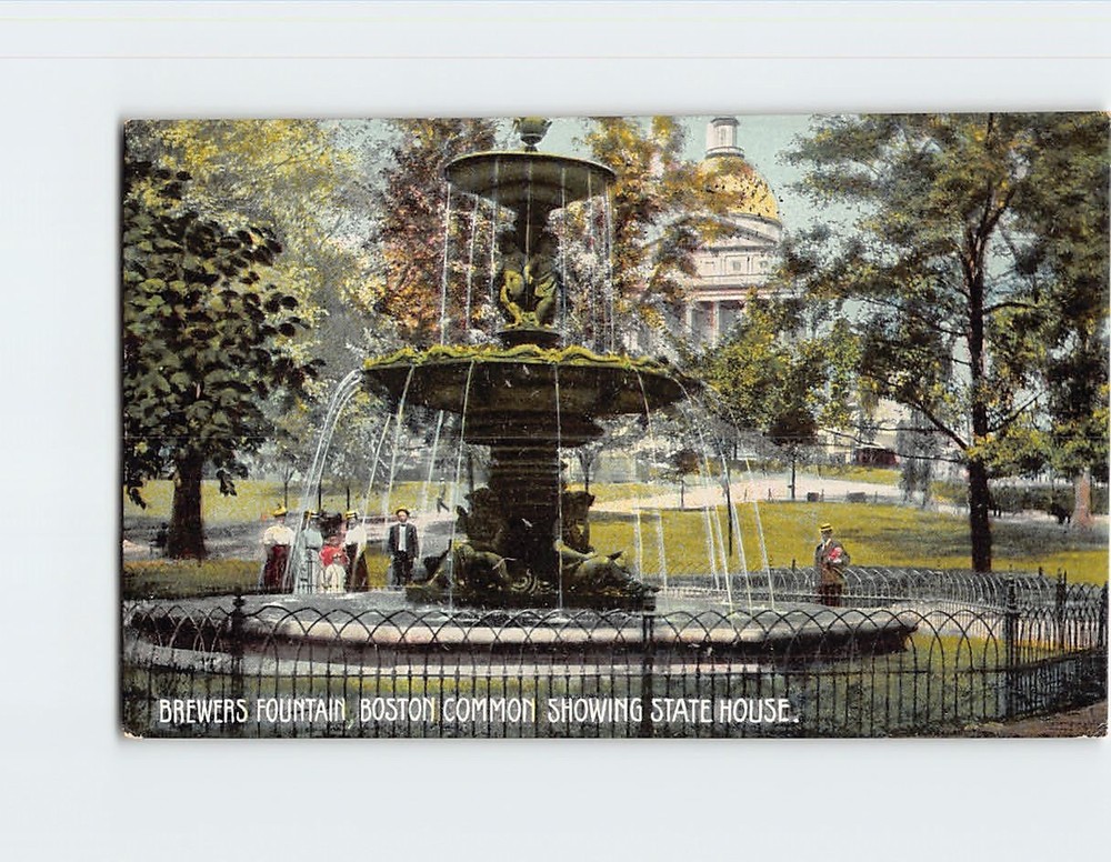 Postcard Brewers Fountain Boston Common Boston Massachusetts USA