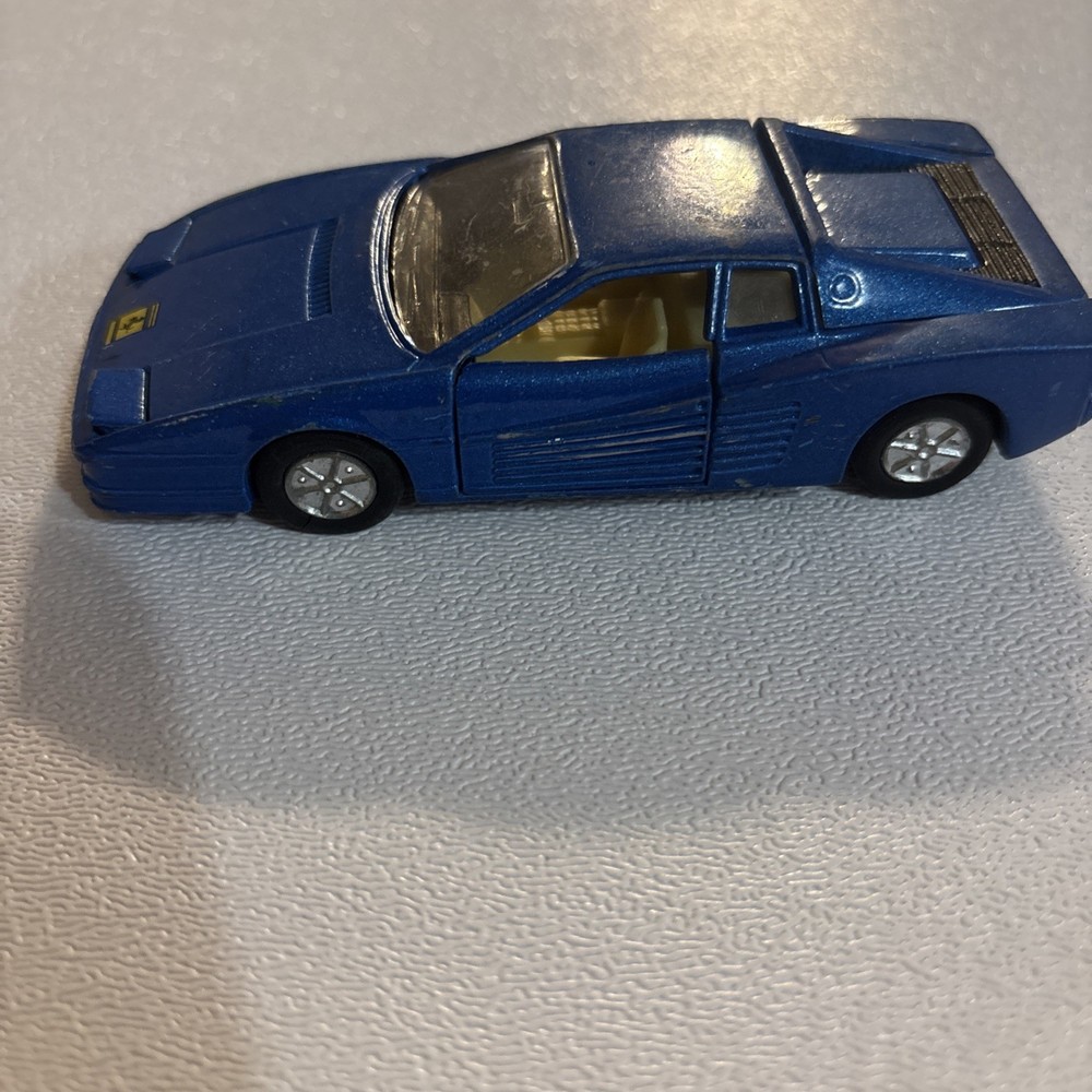 Ferrari Testarossa Blue Mini Car Figure Retro Rare