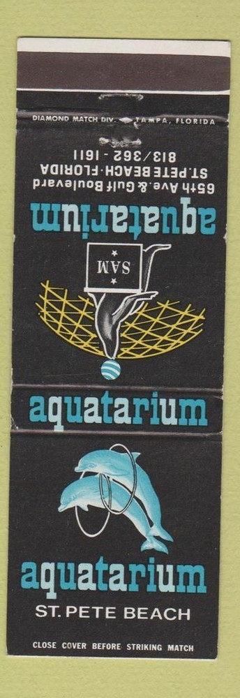 Vintage Matchbook Cover - Aquatarium St Petersburg Beach Dolphins & Seals