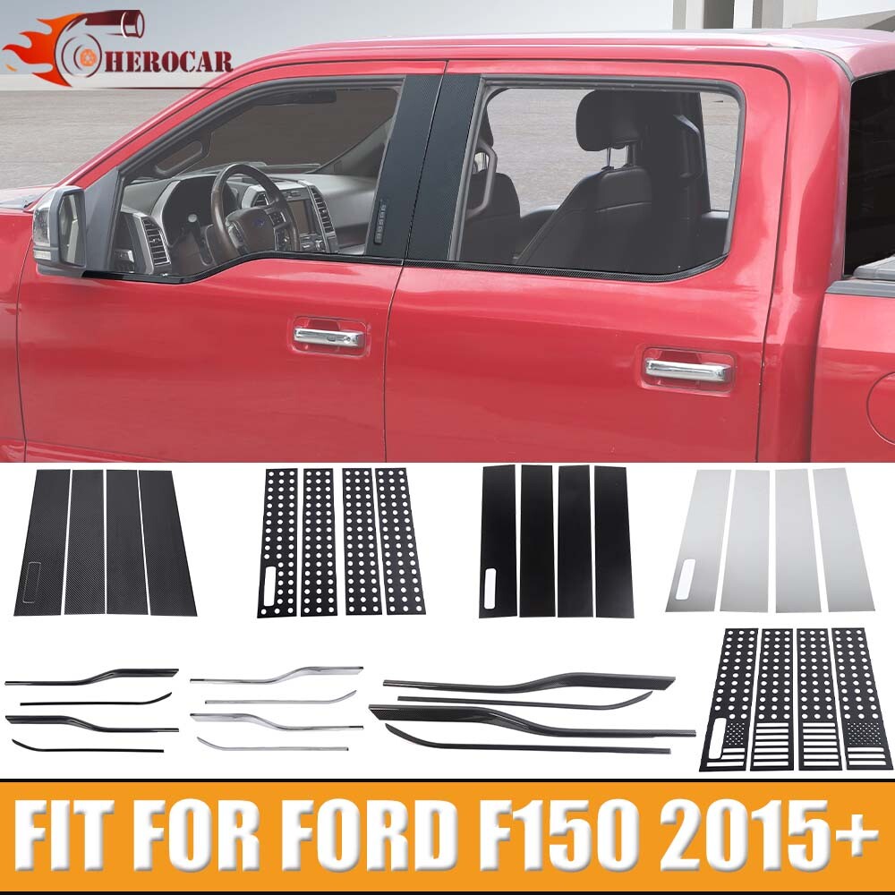 ⛄️Car Exterior Window Bottom Sill Trim & Pillar Post Covers For Ford F150 2015+