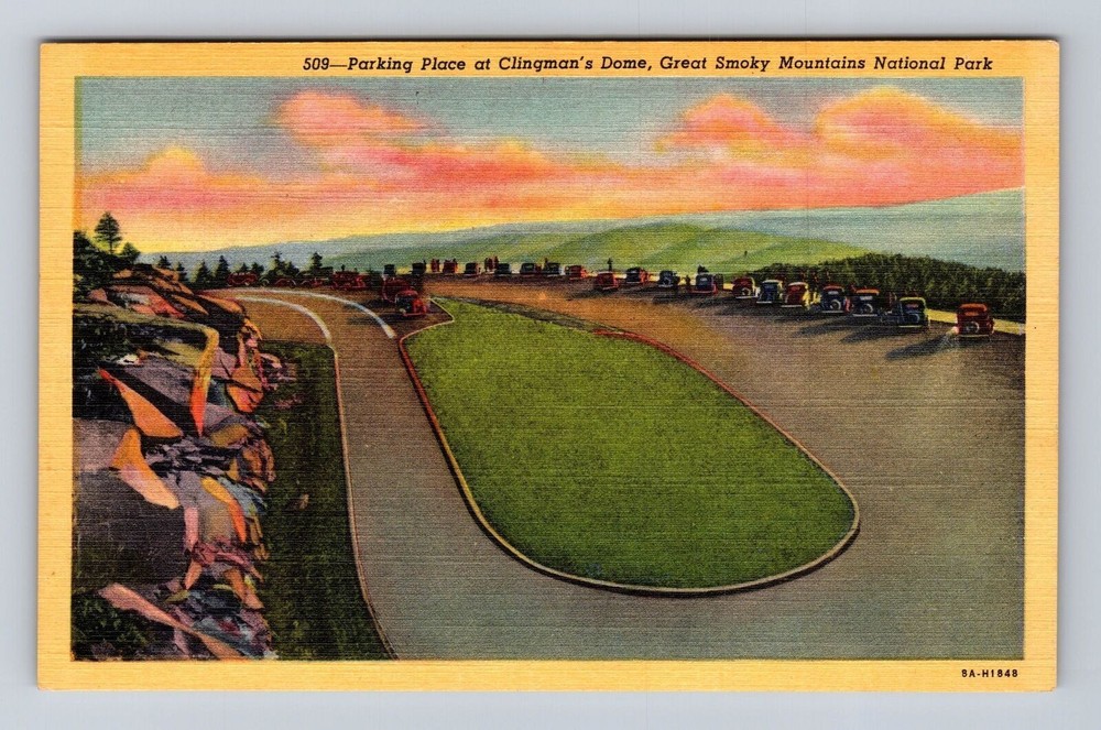 Great Smoky Mountains National Park, Parking, Clingman's Dome, Vintage Postcard