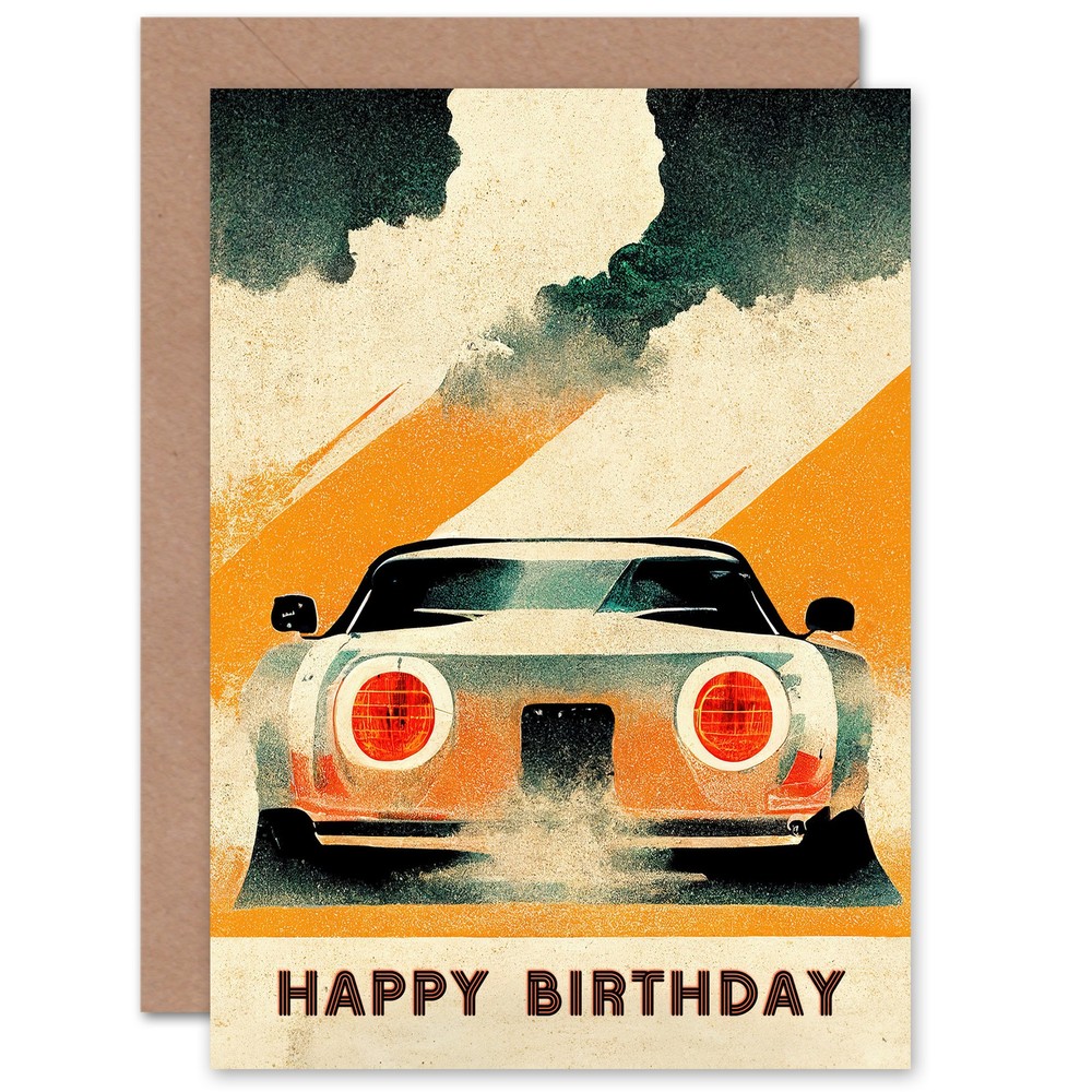 Birthday Japanese Sports Car Racing For Dad Him Blank Inside Greeting Card