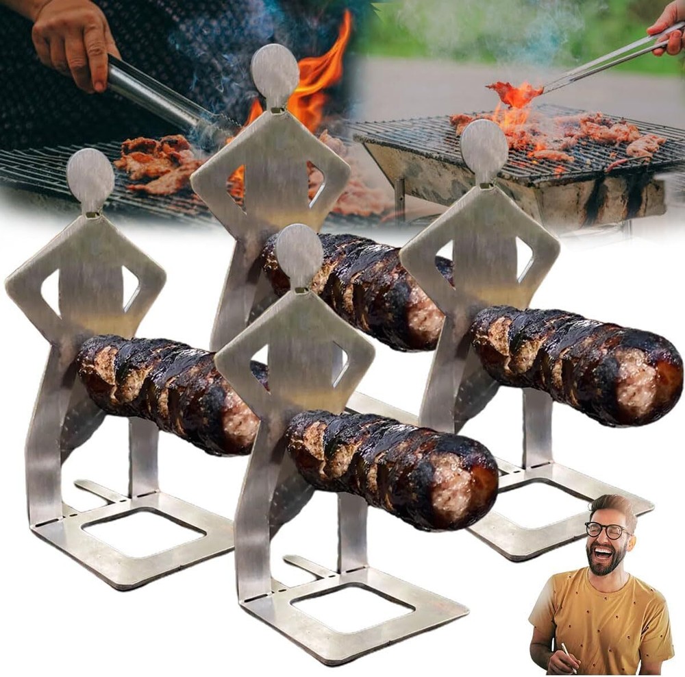 Stainless Steel BBQ Sausage Holder Portable Barbecue Hot Dog Grill Roaster Rack