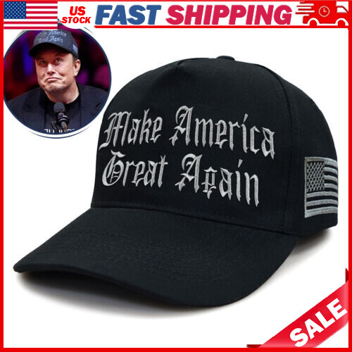 🔥🔥 Gothic Dark MAGA Hat Flex fit Trump Cap Black Make America Great Again Hat