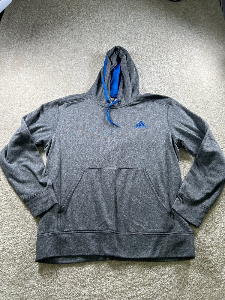 Adidas Hoodie Men's Large Gray Blue Climawarm Pullover Sweatshirt