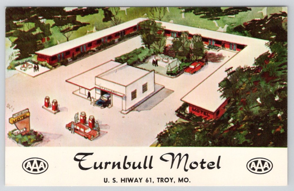 Turnbull Motel Troy MO US Hwy 61 Vintage Postcard 1950s AAA Roadside
