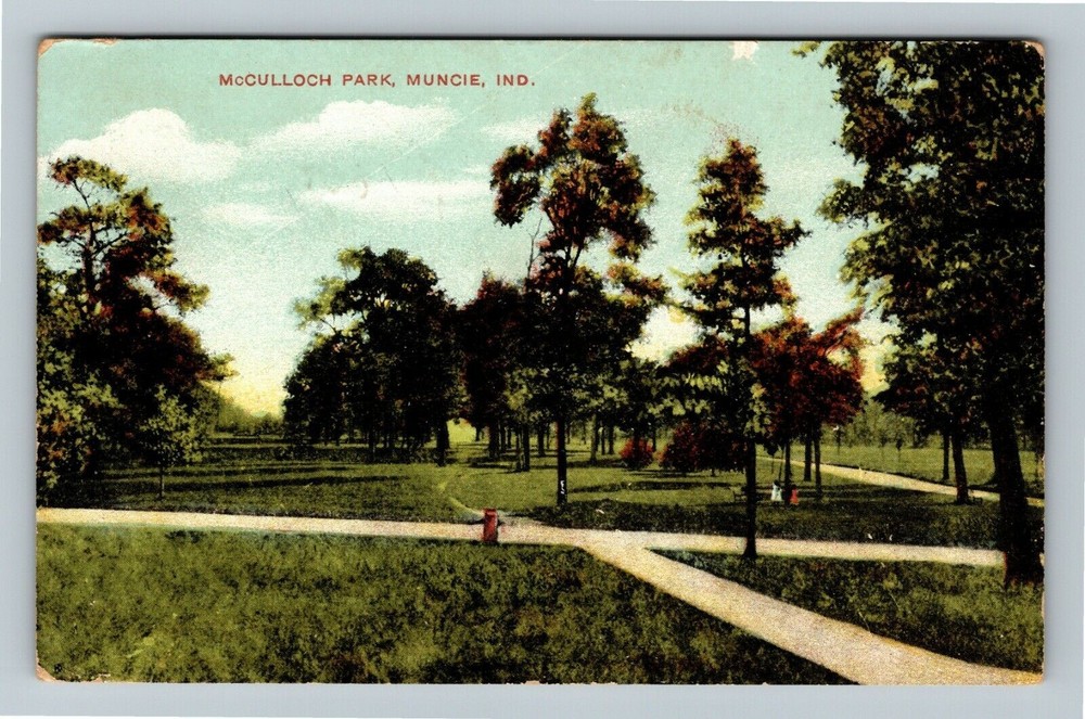 Muncie IN Indiana McCulloch Park c1908 Vintage Souvenir Postcard