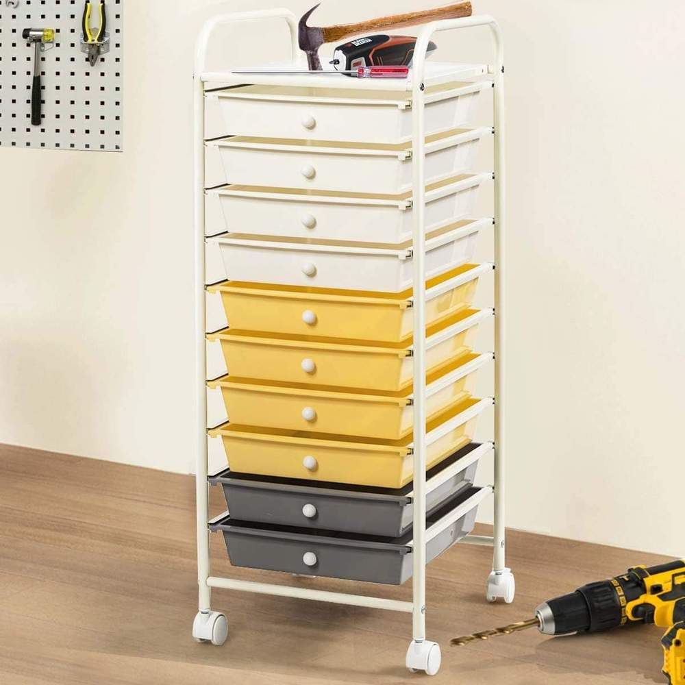 10-Drawer Rolling Storage Cart Organizer for Scrapbook Paper & Supplies