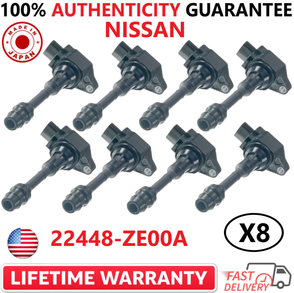 x8 OEM NISSAN Ignition Coils For 2007-2015 Nissan Infiniti 5.6L V8, 22448-ZE00A