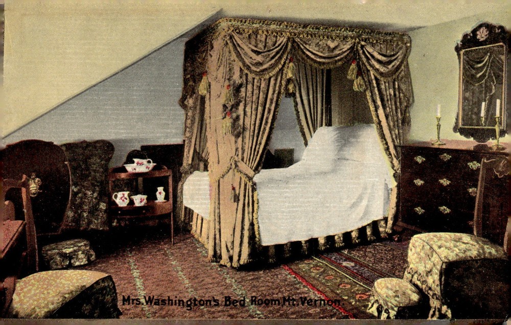 C1910 Mrs. Washington's Bedroom Mount Vernon Virginia Litho Postcard