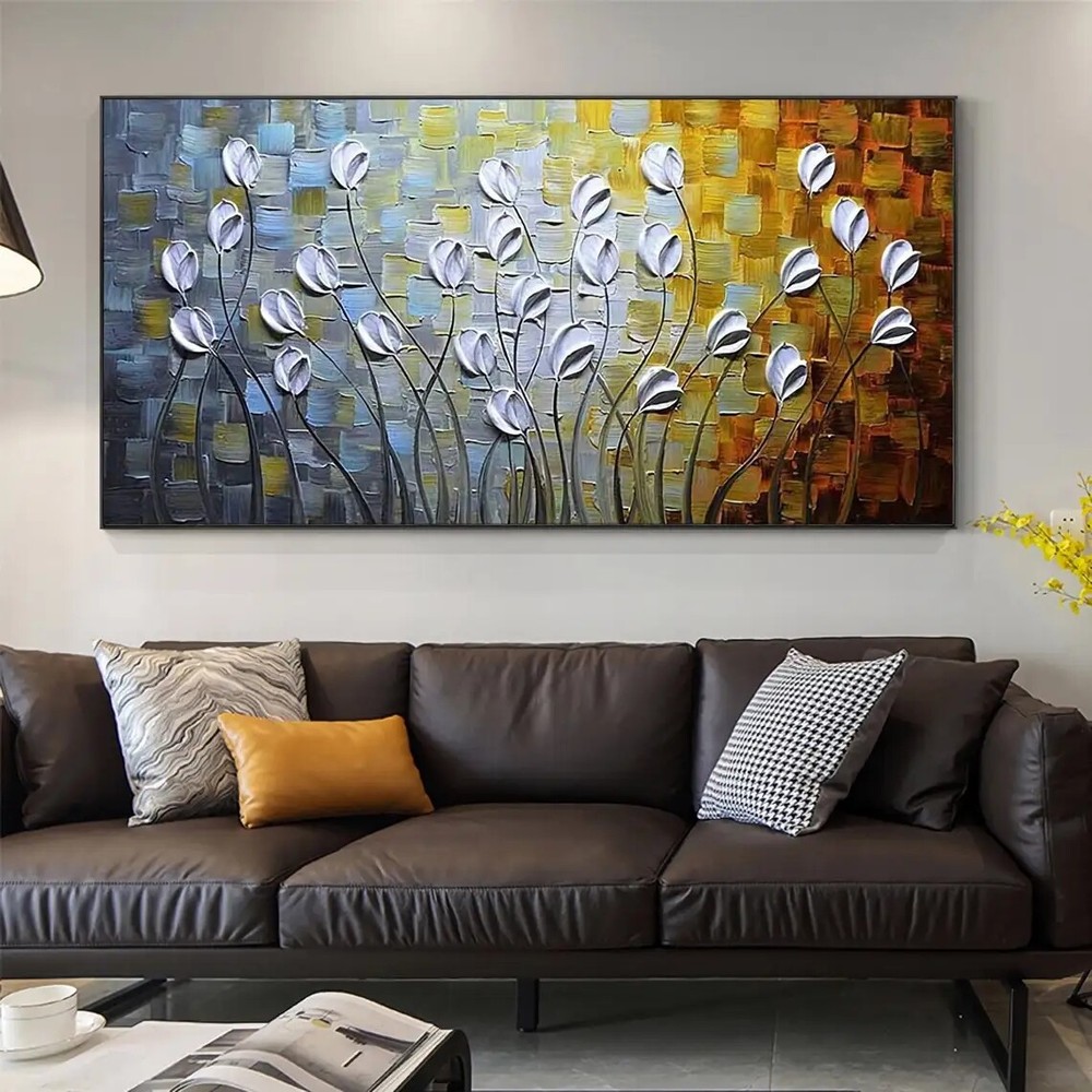 Original Tulip Painting Landscape Flower Painting Handmade On Canvas Living Room