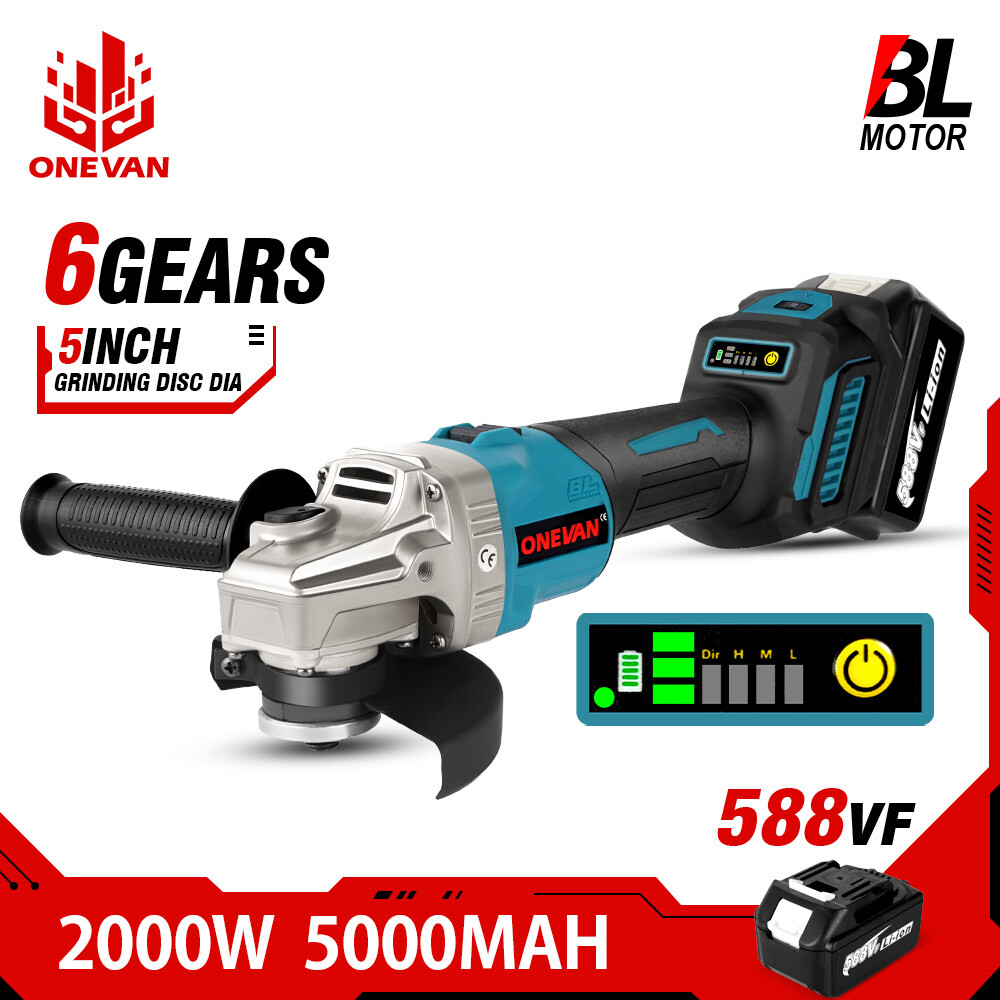 5 in Cordless Mini Angle Grinder Brushless Cut Off Handheld Polish Grinding Tool