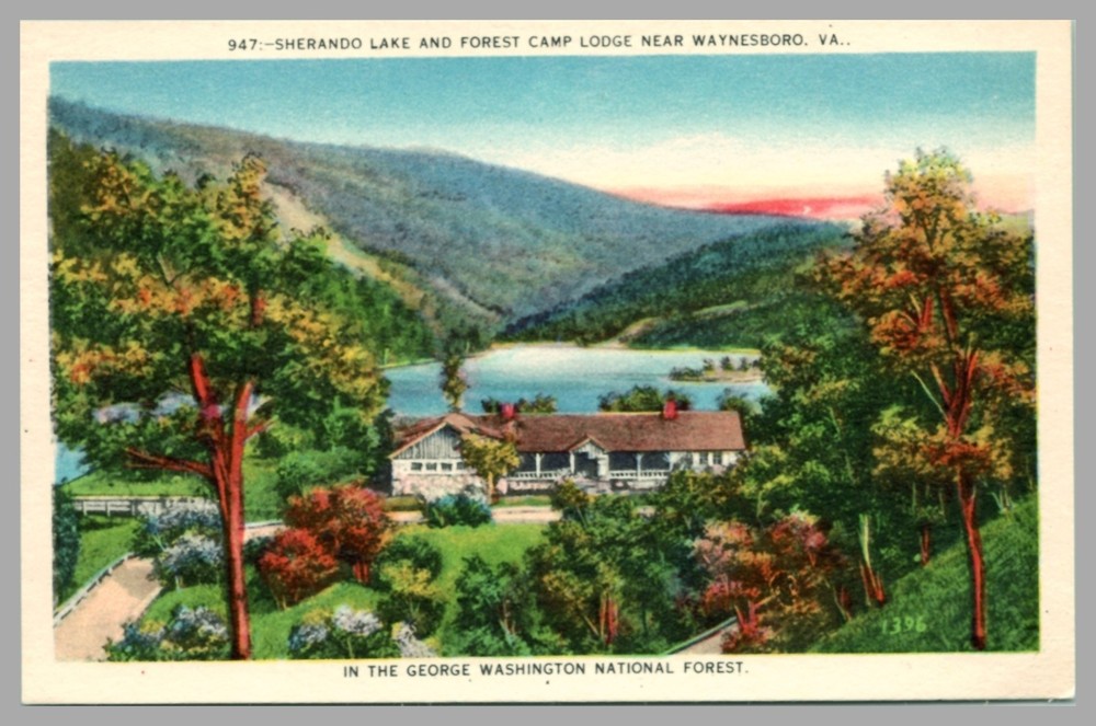 Sherando Lake Forest Camp Lodge Near Waynesboro Virginia Linen c1940 Postcard