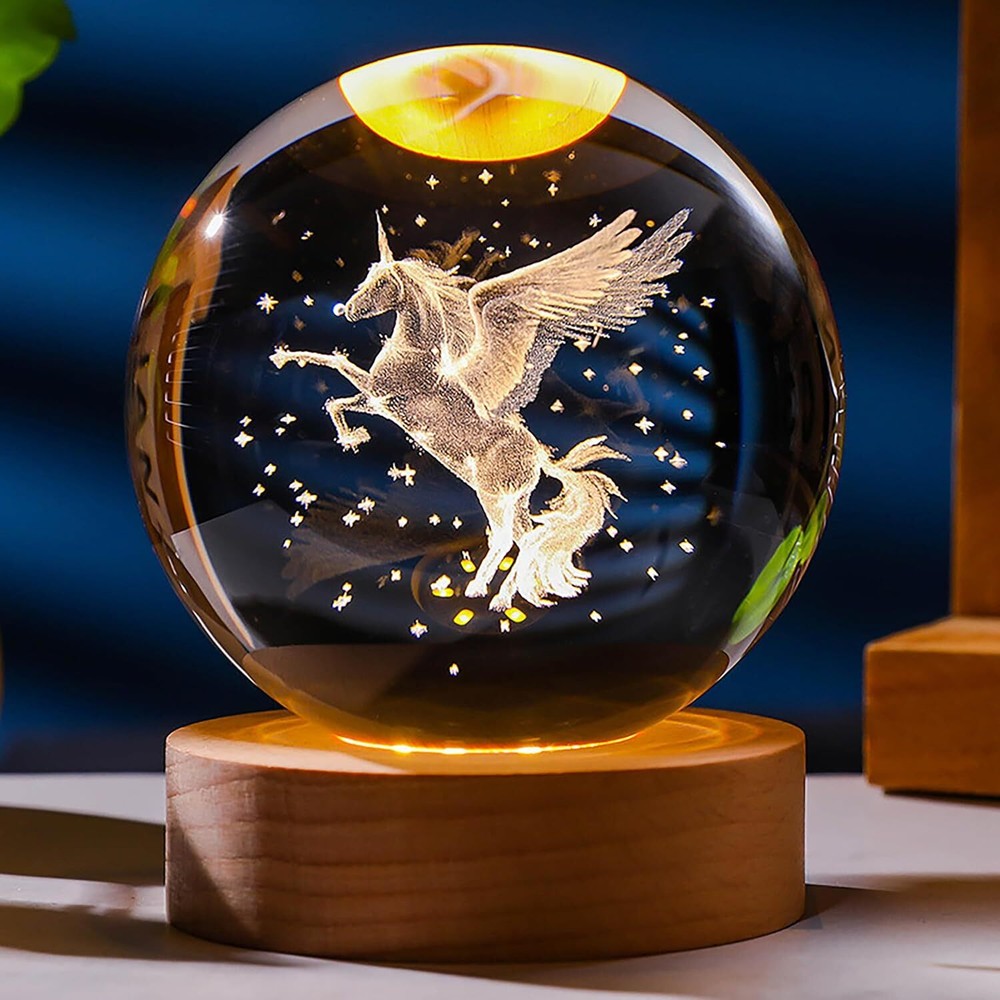 3D Unicorn Gifts for Women Crystals Ball - Crystal