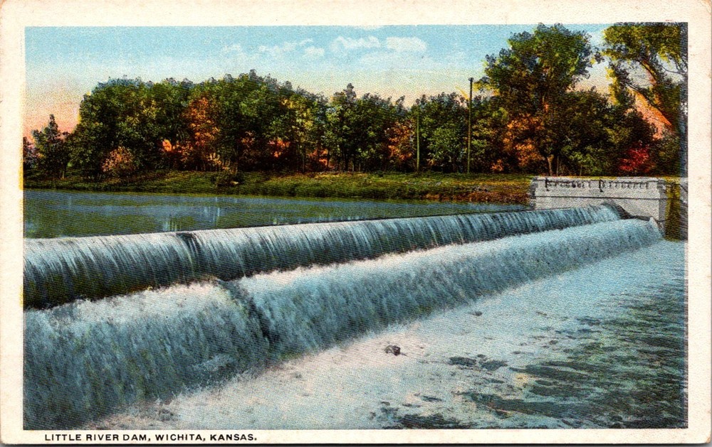 Dr Jim Stamps Little River Dam Wichita Kansas Vintage Postcard Collectible