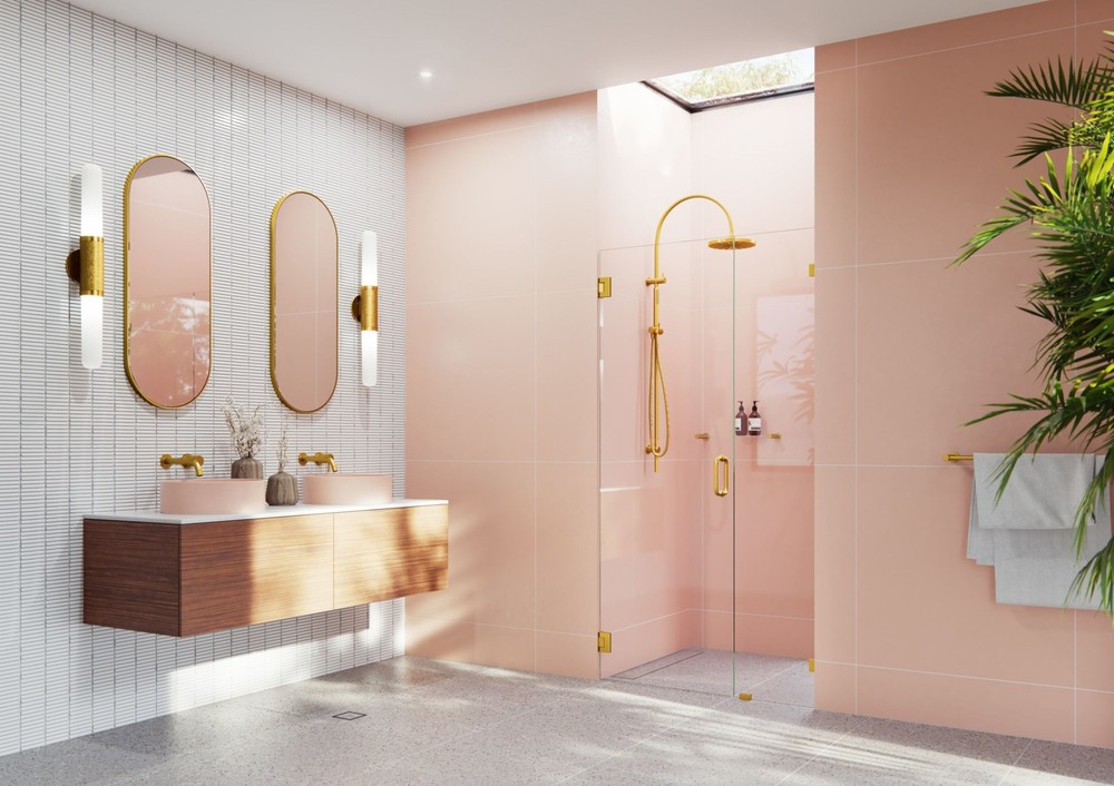 Illume 78H x 35.75W Brass Hinged Glass Door by Glass Warehouse GW-WH-35-75