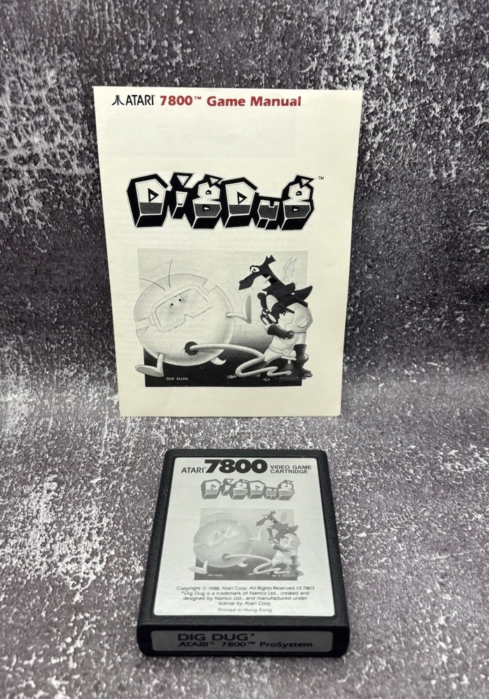 Dig Dug - Atari 7800 Game Cartridge + Manual
