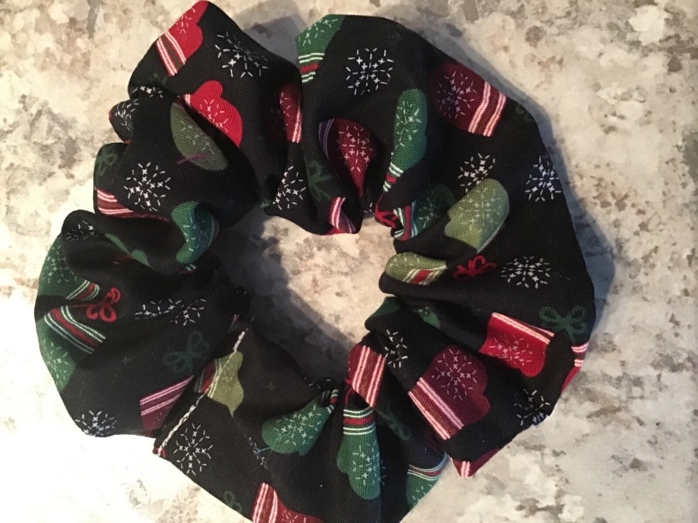 Black Red Green Christmas Scrunchies Hair Elastics for VSCO Girls