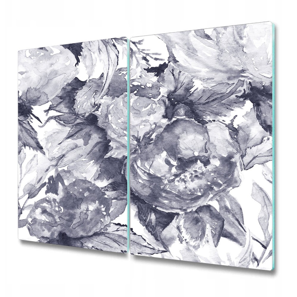 Glass Chopping Cutting Board Utensil Grey Floral Flowers Watercolour 2x30x52