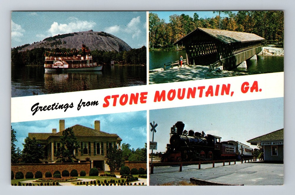 Stone Mountain GA-Georgia Banner General Greetings Vintage Postcard Standard PC