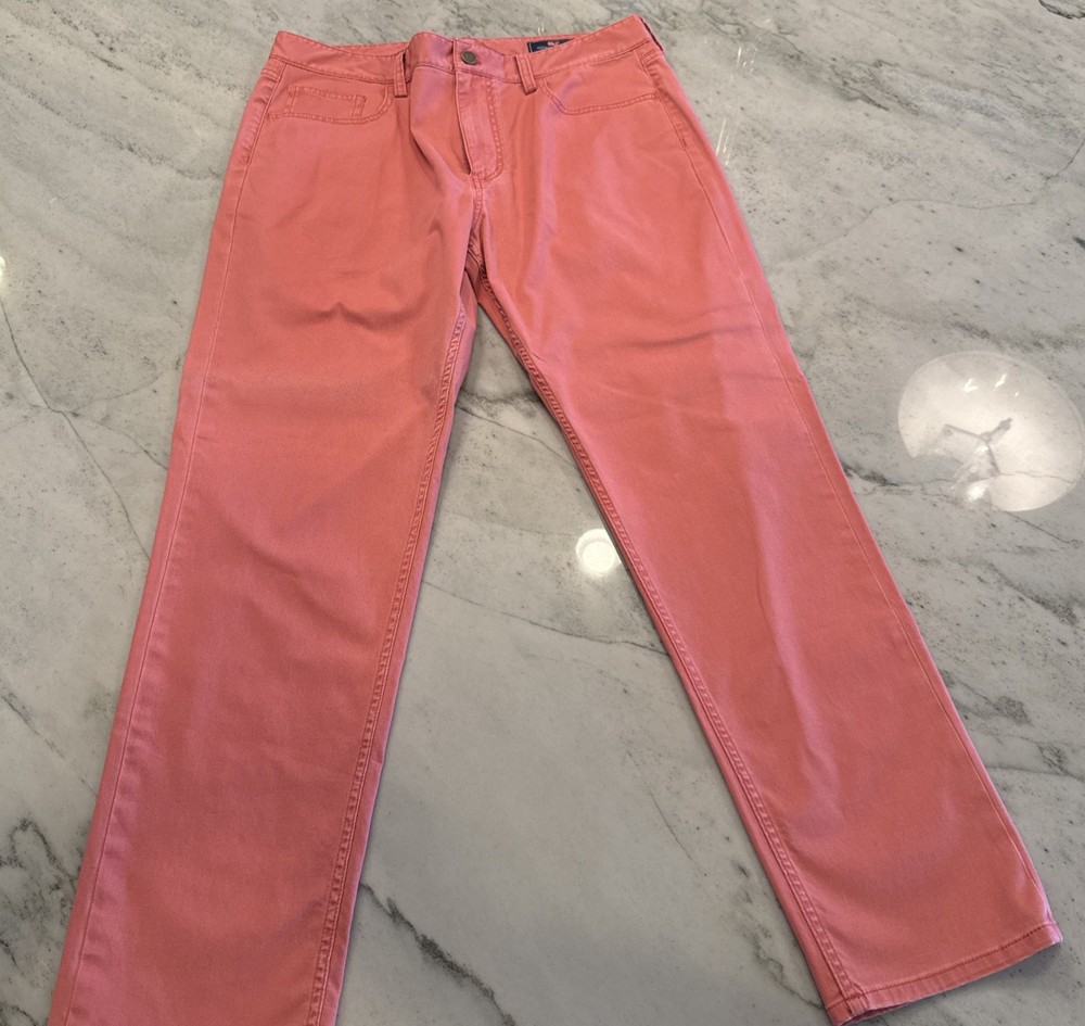 VINEYARD VINES Men's 5-Pocket Slim Pant 34X30 Red Coral Cotton Blend