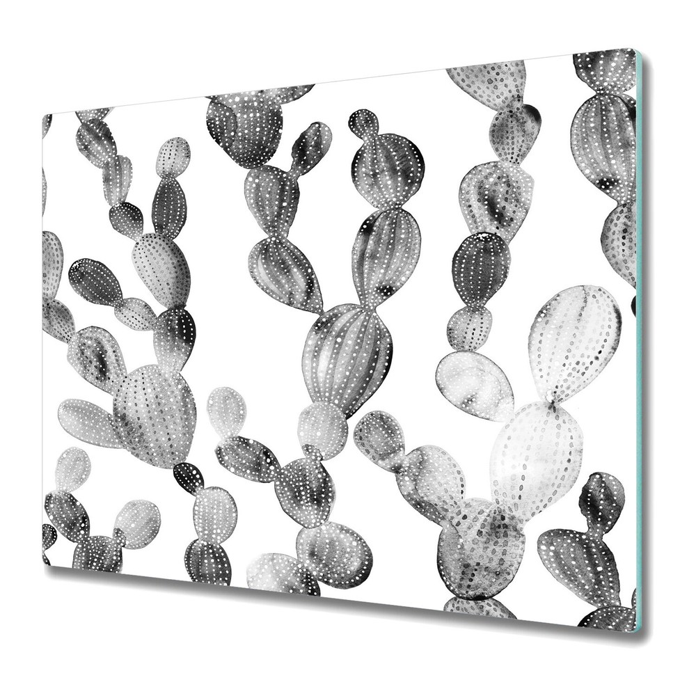 Glass Worktop Saver Kitchen Cactus Black and white Art print Boho Minimalist